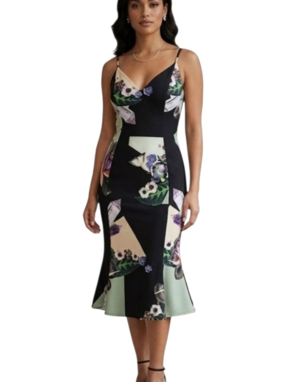 NWT Bariano  of Australia Floral Print Midi Tulip Dress XS